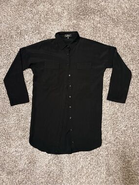 Lulu's Black Longline Button-Up Shirt Dress